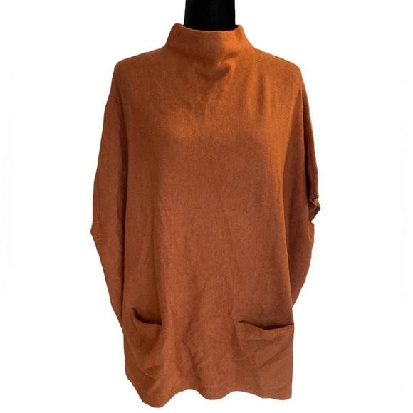 Moth Anthropologie Women's Pullover Rust Poncho Sweater Medium - Picture 11 of 11